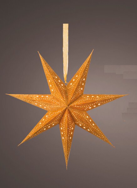 Papieren kerstster lamp 60 cm goud sterren