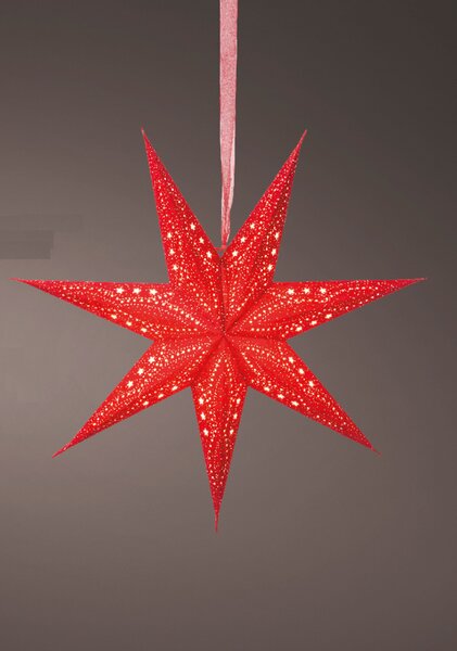 Papieren kerstster lamp 60 cm rood sterren