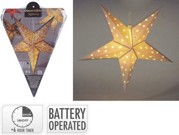 Papieren kerstster led 60 cm wit