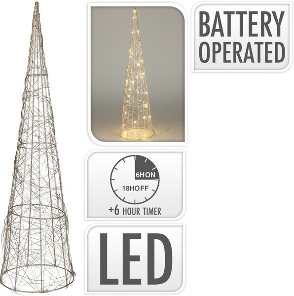 Piramide kegel 30 lamps goud 60 cm