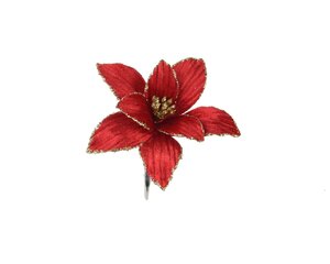 Poinsettia fluweel 13 cm kerstrood