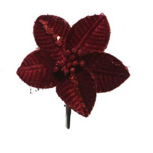 Poinsettia fluweel burgundy 10 cm