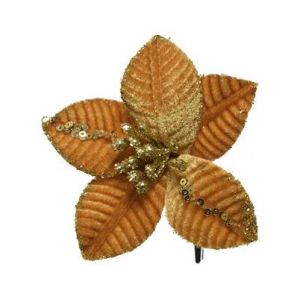 Poinsettia fluweel goud 10 cm