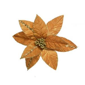 Poinsettia fluweel goud 32 cm