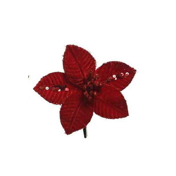 Poinsettia fluweel rood 20 cm