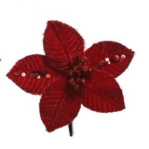 Poinsettia fluweel rood 20 cm