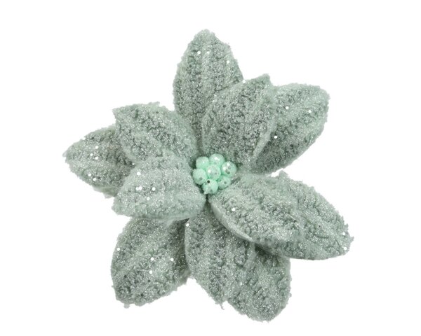 Poinsettia op clip 10 cm salie