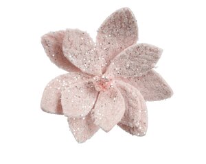 Poinsettia op clip 10 cm zacht roze