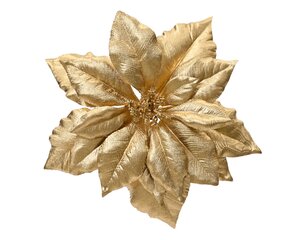 Poinsettia op clip 24 cm goud