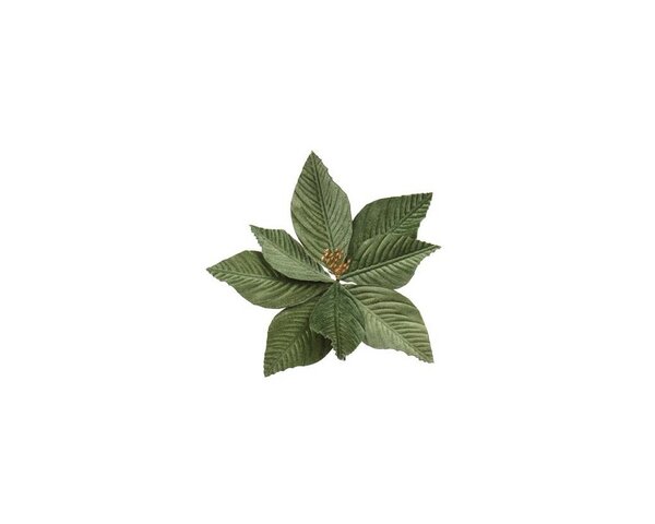 Poinsettia op clip fluweel 25 cm groen