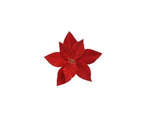 Poinsettia op clip fluweel 25 cm rood