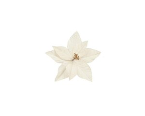 Poinsettia op clip fluweel 25 cm wit