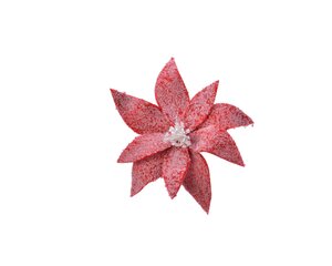 Poinsettia op clip fluweel met sneeuw 29 cm kerst rood