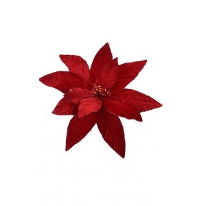 Poinsettia op clip kerstrood mat 11 cm