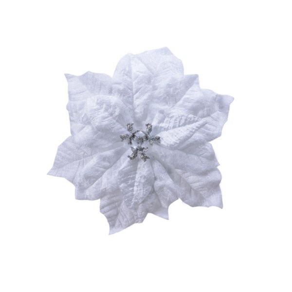 Poinsettia stof op clip wit