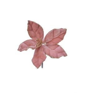 Poinsettia zijde fluweel velvet zacht roze mat 11 cm