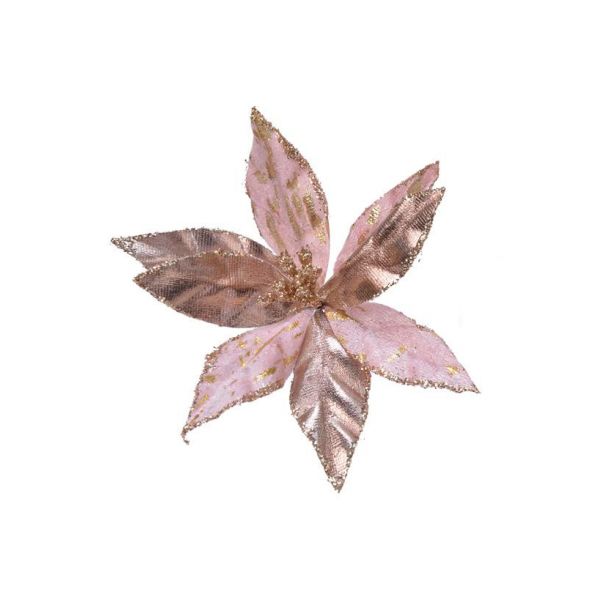 Poinsettia zijde fluweel velvet zacht roze metallic 11 cm