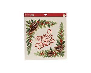 Raam sticker 38 x 42 cm rood dennenappels