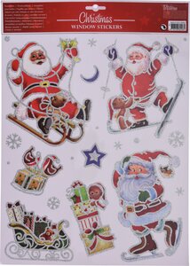 Raamstickers kerstman wintersport