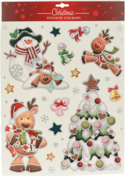 Raamstickers rendier met kerstboom