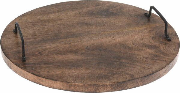 Serveerplateau mangohout met metalen grepen 39,5 cm