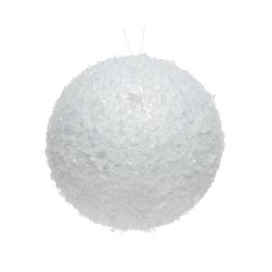 Sneeuwbal foam 8 cm wit glitter - afbeelding 2