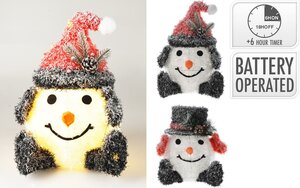 Sneeuwpop met hoed LED 36 cm - afbeelding 2