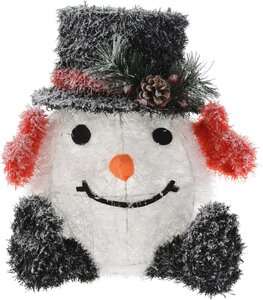Sneeuwpop met hoed LED 36 cm - afbeelding 2