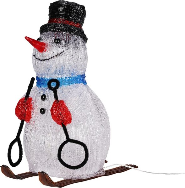 Sneeuwpop op ski blauw 31 cm