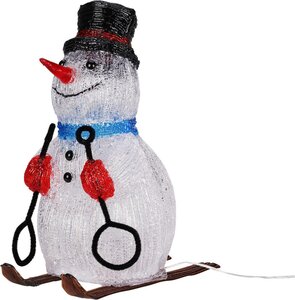 Sneeuwpop op ski blauw 31 cm