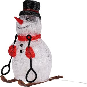 Sneeuwpop op ski rood 31 cm