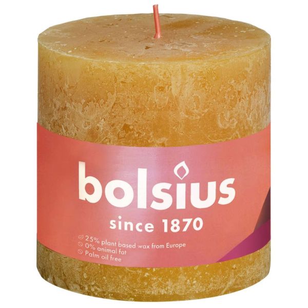 Bolsius kaars rustiek 10x10 cm shine geel