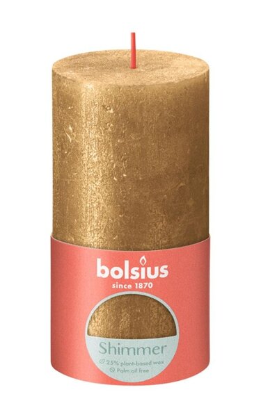 Bolsius kaars rustiek 13x7 cm shimmer goud