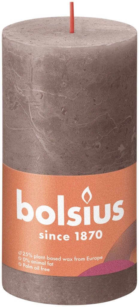 Bolsius kaars rustiek shine 13x7 cm taupe