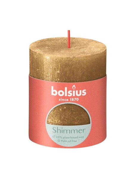 Bolsius kaars rustiek 8x7 cm shimmer goud