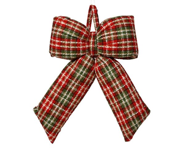 Strik geruit 19 cm groen/rood