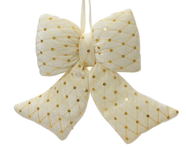 Strik polyester fluweel ivoor 37 cm