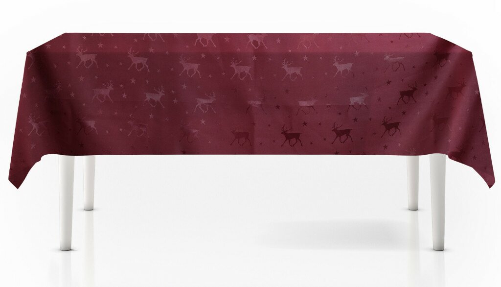 toevoegen aan Vervoer Snel Tafelkleed rendieren bordeaux rood 130 x 180 cm - Koopkerstverlichting.nl