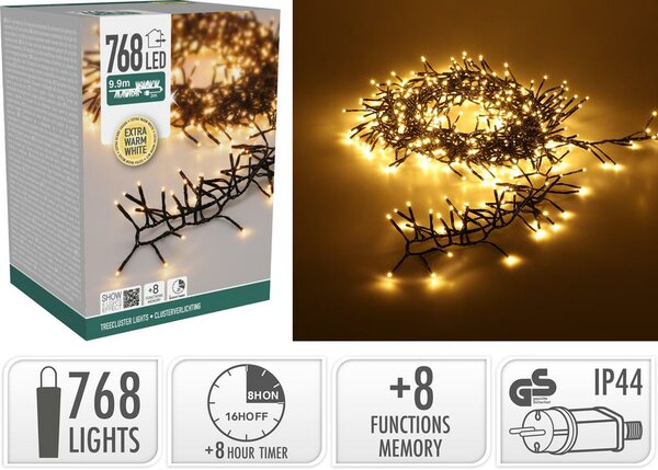 Tree cluster 768 lampjes extra warm wit