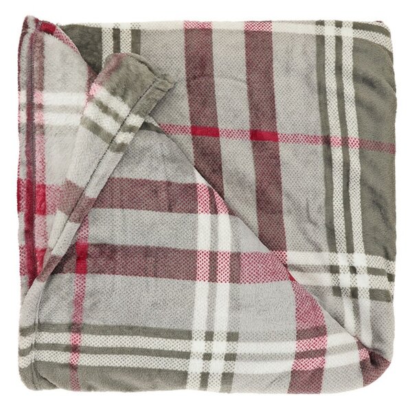 Unique Living plaid victor 200 x 150 cm grijs / rood