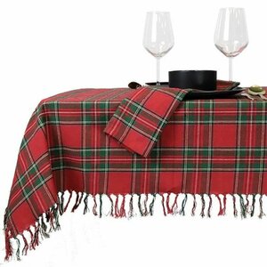 Unique Living tafelkleed x-mas tartan 200 x 150 cm rood / groen