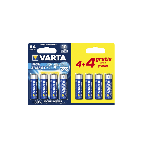 Varta High energy aa batterijen 4+4 gratis