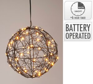 Verlichte bal met led zwart 15 cm