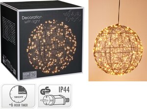 Verlichte bal met led zwart 25 cm