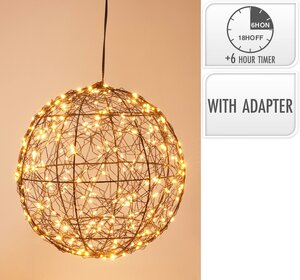 Verlichte bal met led zwart 25 cm