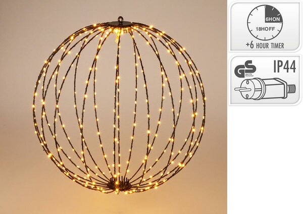 Verlichte bal met led zwart 60 cm