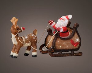 Verlichte kerstman met rendier cool wit - afbeelding 2