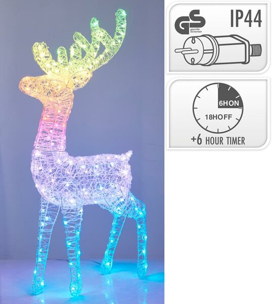 Verlichte rendier acryl 120 cm multi colour
