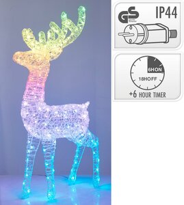 Verlichte rendier acryl 120 cm multi colour