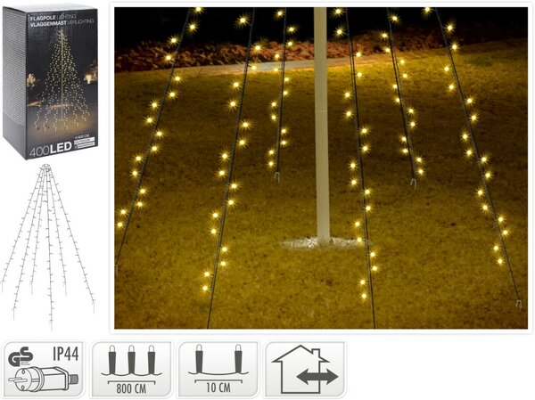 Vlaggenmast verlichting 400 lampjes warm wit